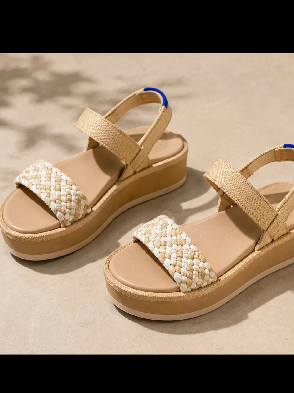 Rothy's Braided Platform Sandals in Tan